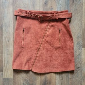 NWT Francesca's Orange Suede Skirt Size Large